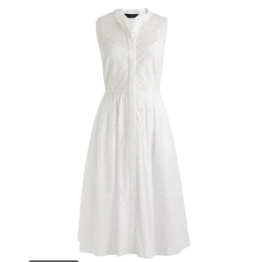 J. Crew White Eyelet Midi Shirt Dress Size 4